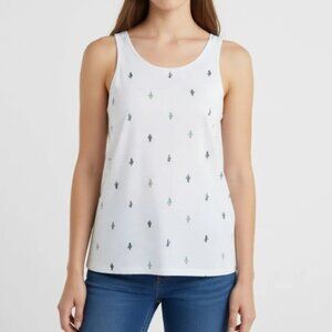 Old Navy Luxe Scoop-Neck Light Blue Cactus Print XS Tank Top